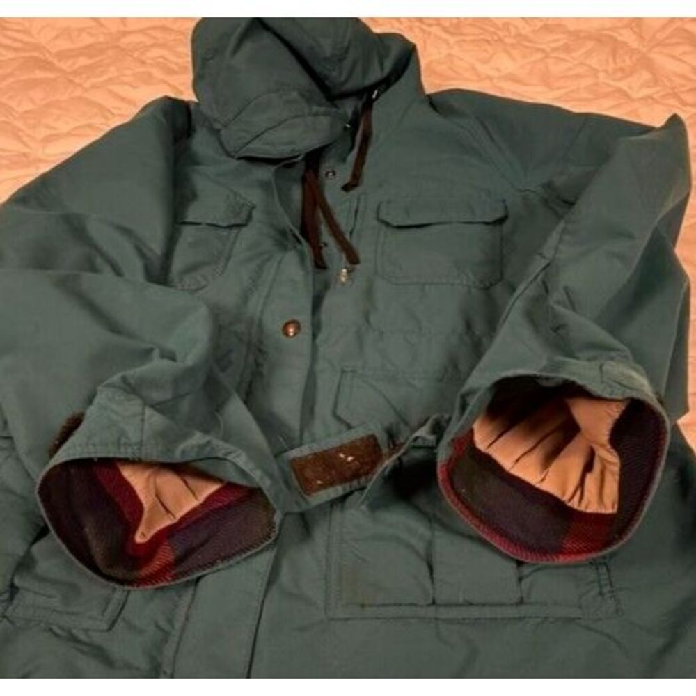 Vintage REI Womens Lined Overcoat Size 16 Blue Hooded Full Zip and Snap Pockets - Picture 12 of 14